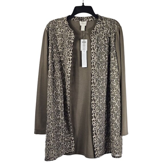 Chico's Jackets & Blazers - Chicos Animal Print Open Cardigan Jacket Sz L Mid Length Microsuede/Mesh Relaxed